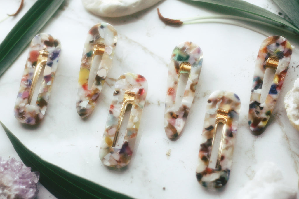 Confetti Resin Hair Clips