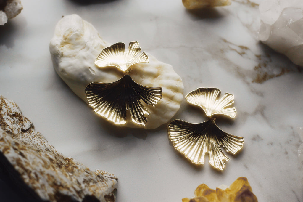 Gold Petal Drop Earrings