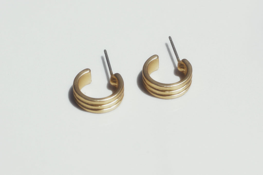 Three Ring Huggie Hoops