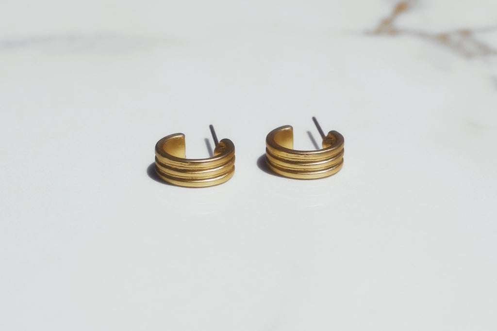Three Ring Huggie Hoops