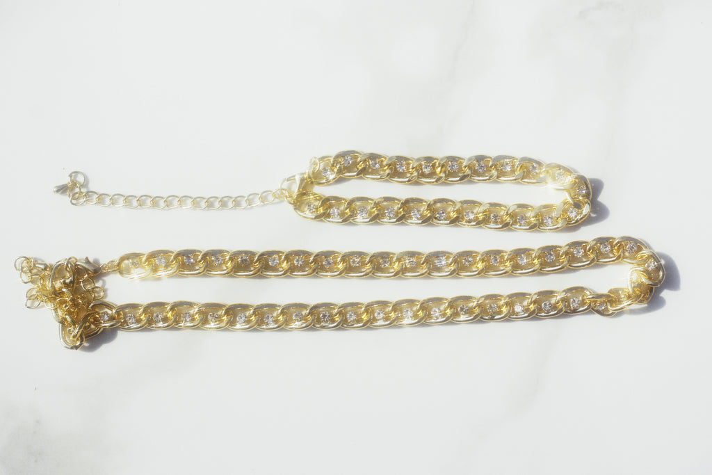 Stone Studded Curb Chains