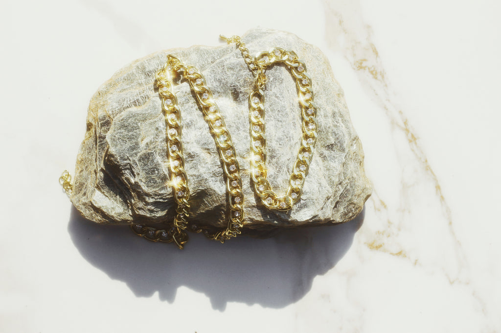 Stone Studded Curb Chains