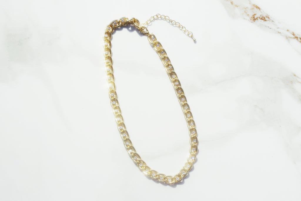 Stone Studded Curb Chains