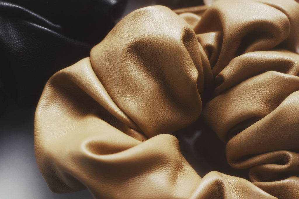 Oversized Faux Leather Scrunchie Set