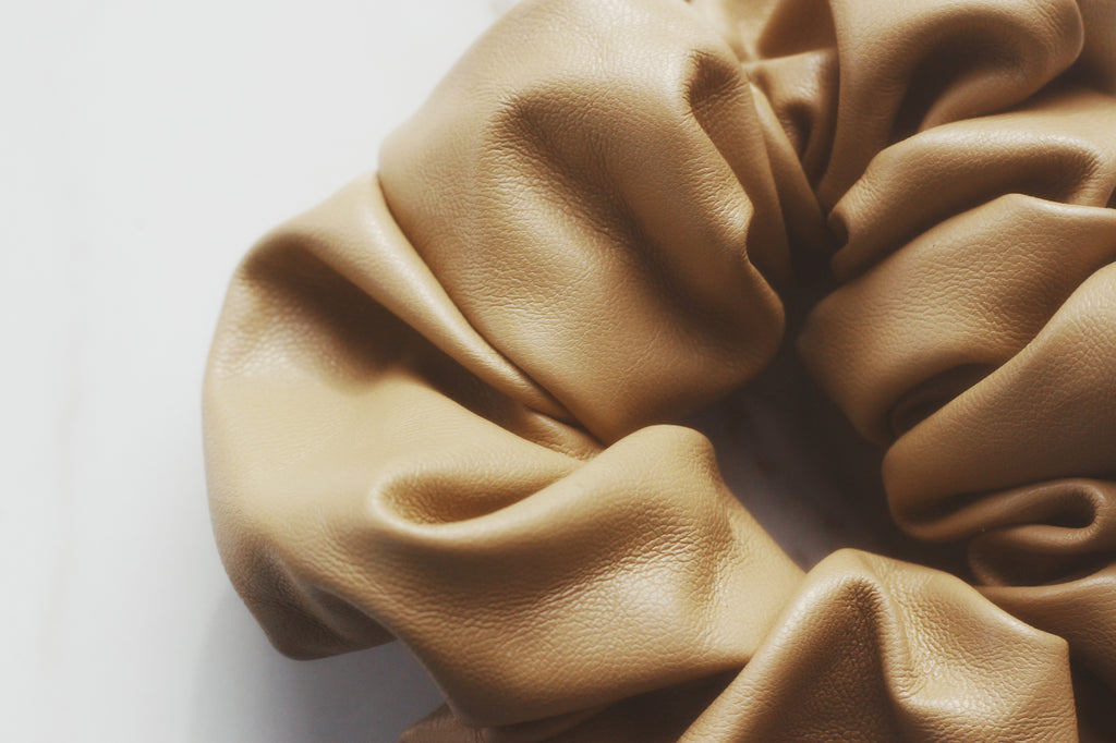 Oversized Faux Leather Scrunchie Set